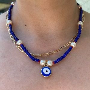 The beaded evil eye necklace, hand made